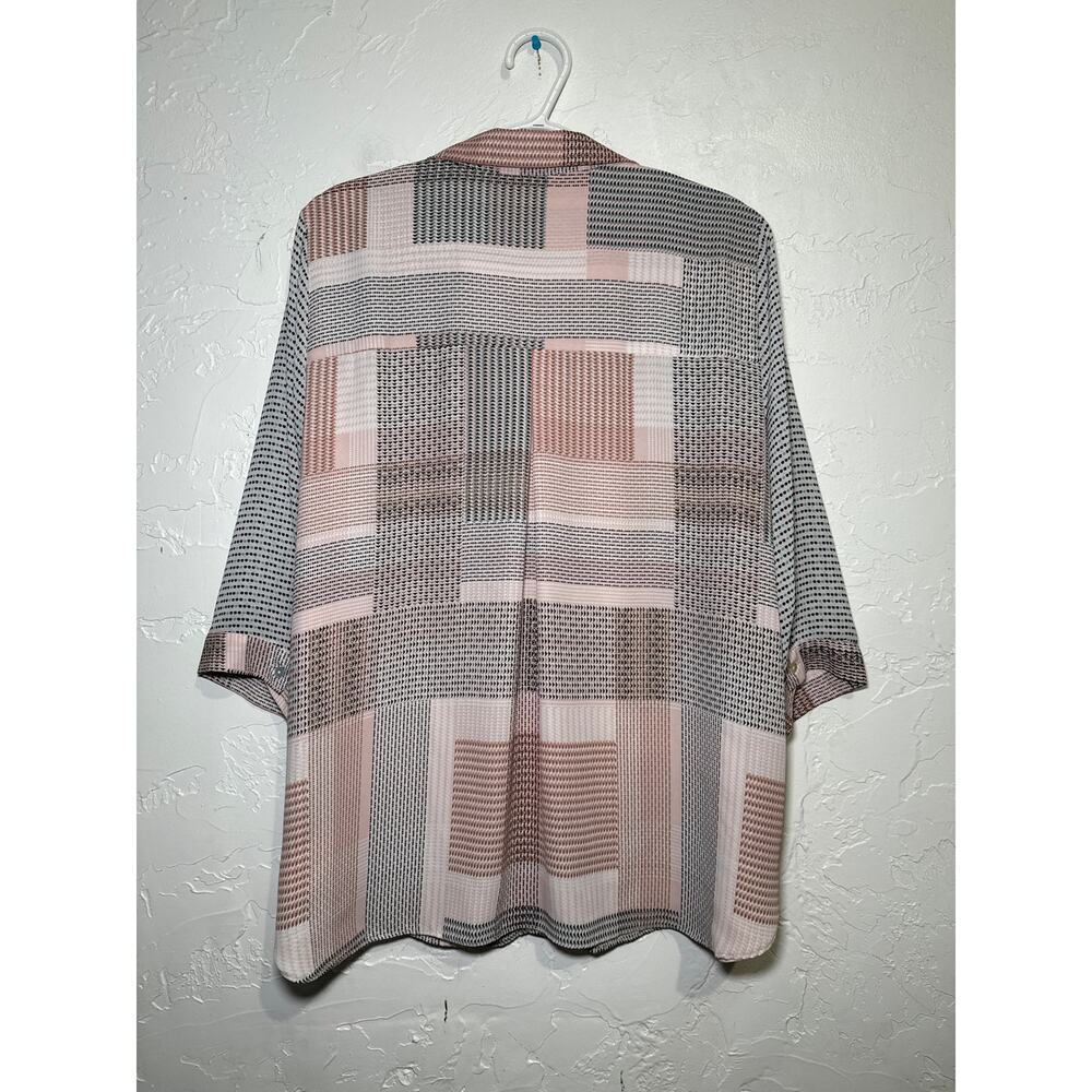 Rose + Olive Button Down Patchwork Geometric Ligh… - image 4